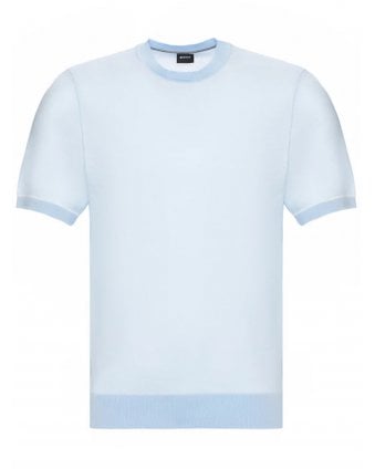 Mens H-Jianfranco Blended Knit T-Shirt Light Blue