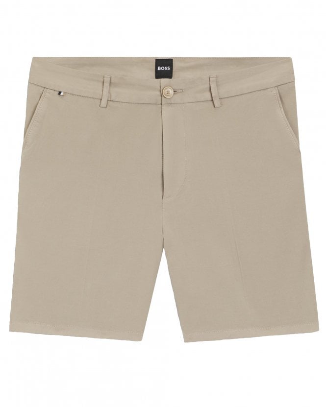 BOSS Mens H-Kane1 Stretch Cotton Twill Shorts - Open Beige 
