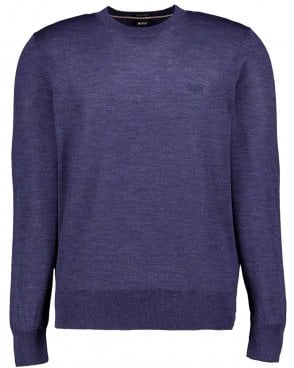Mens H-Leno-L Regular Fit Merino Wool Jumper - Open Blue 