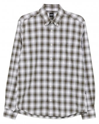 Mens H-Liam-BD-P-C1-263 Regular Fit Checked Flannel Shirt - Open Green 