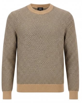 Mens H-Lofranco Diagonal Structured Jumper - Medium Beige