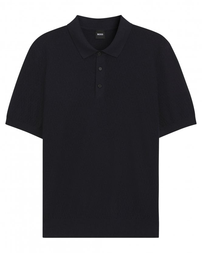 BOSS Mens H-Lurazio Knitted Polo Shirt - Dark Blue