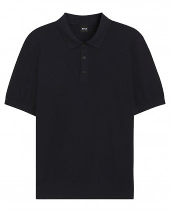 Mens H-Lurazio Knitted Polo Shirt - Dark Blue