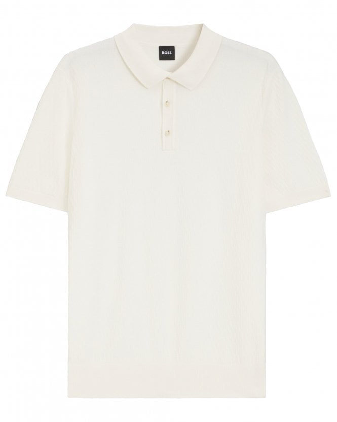 BOSS Mens H-Lurazio Knitted Polo Shirt - Natural (Open White)
