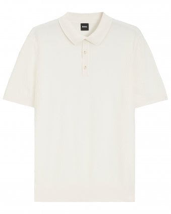 Mens H-Lurazio Knitted Polo Shirt - Natural (Open White)