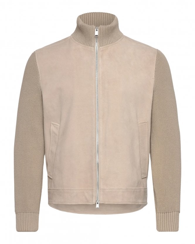 BOSS Mens H-Maven Suede Hybrid Jacket - Open White (Beige) 
