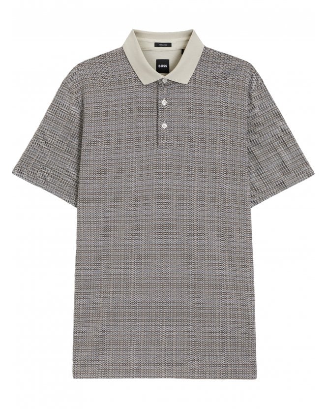 BOSS Mens H-Paras 103 Check Polo Shirt Grey