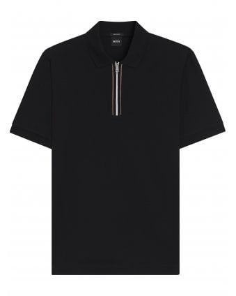 Mens H-Paras 65 Zip Polo Shirt Black