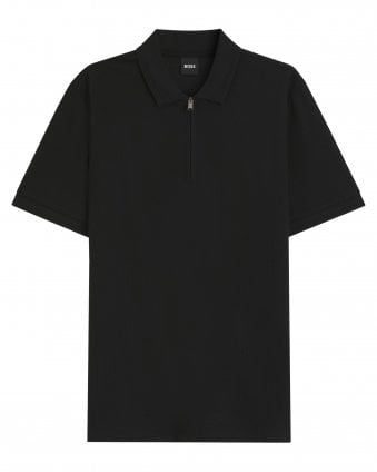 Mens H-Paras 70 Quarter Zip Polo Shirt - Black