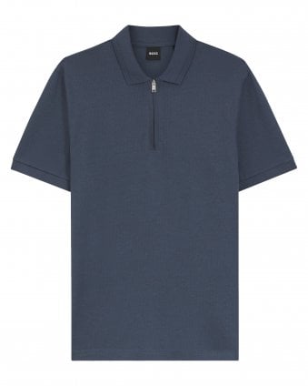 Mens H-Paras 70 Quarter Zip Polo Shirt - Blue
