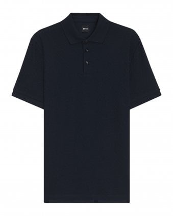 Mens H-Prout 228 Monogram-Jacquard Polo Shirt - Dark Blue