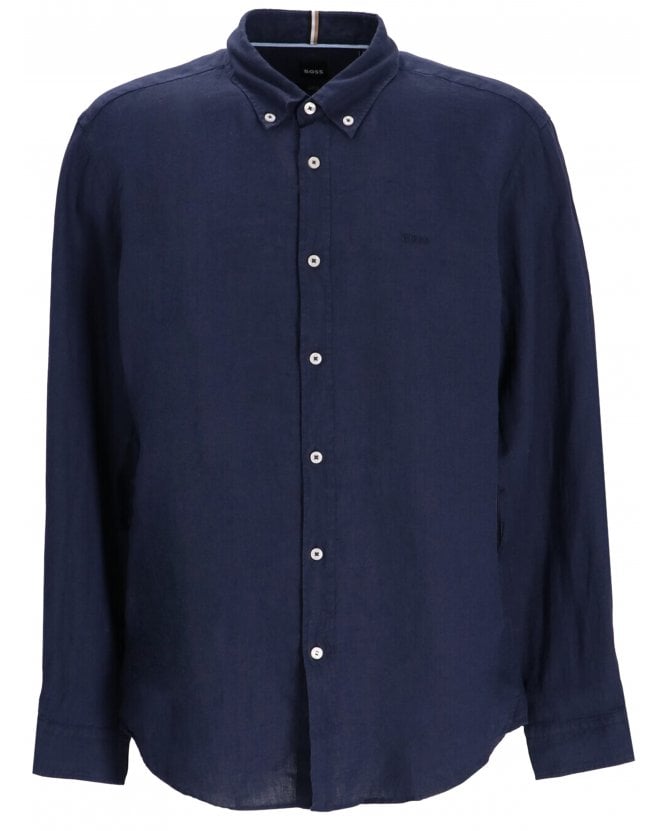 BOSS Mens H-Roan BD Button-Down Shirt Dark Blue