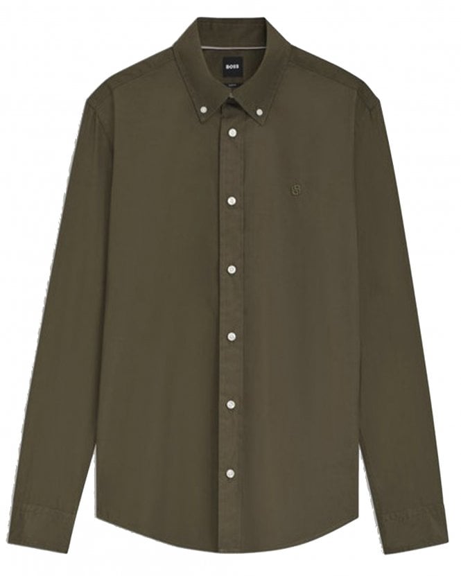 BOSS Mens H-Roan-BD-E-C1-263 Slim Fit Button-Down Shirt - Open Green