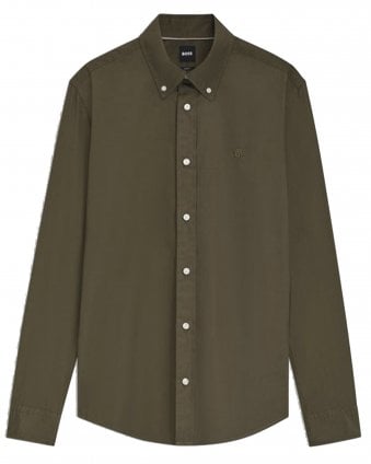 Mens H-Roan-BD-E-C1-263 Slim Fit Button-Down Shirt - Open Green