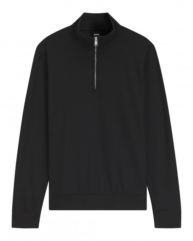 BOSS Mens H-Sidney 70 Quarter Zip Sweatshirt Black