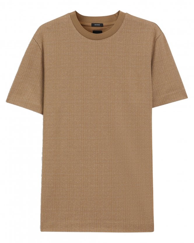 BOSS Mens H-Thompson 181 Jacquard-Knit Pattern T-Shirt - Beige