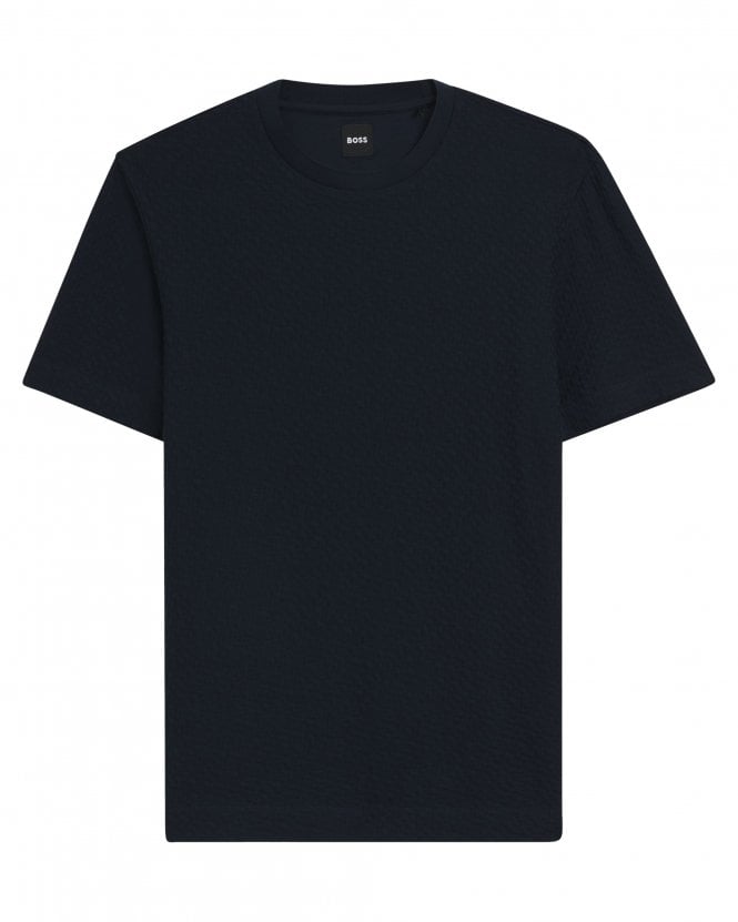BOSS Mens H-Thompson 228 Monogram Pattern T-shirt - Dark Blue