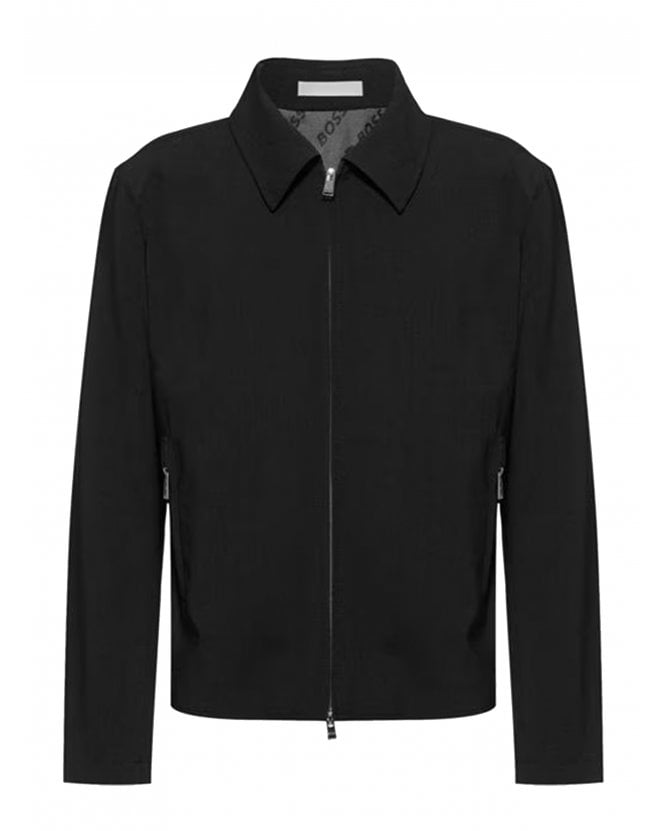 BOSS Mens Hanry Wing Zip Blazer Jacket Black