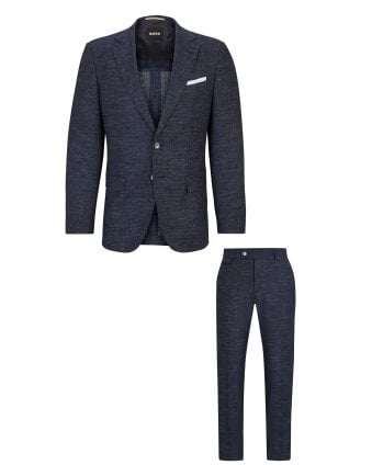 Mens Hutson Genius Textured Slim Fit Suit Dark Blue