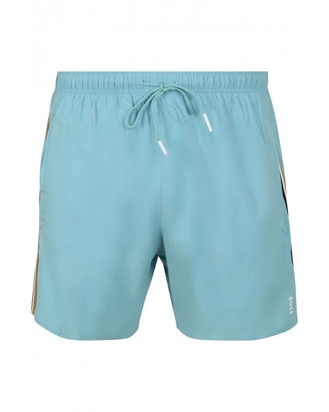 BOSS Mens Iconic Signature Swimshorts Light Pastel Blue