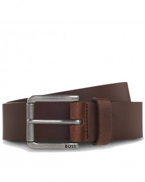 Mens Joris_Sz35 Logo-Engraved Leather Belt - Dark Brown