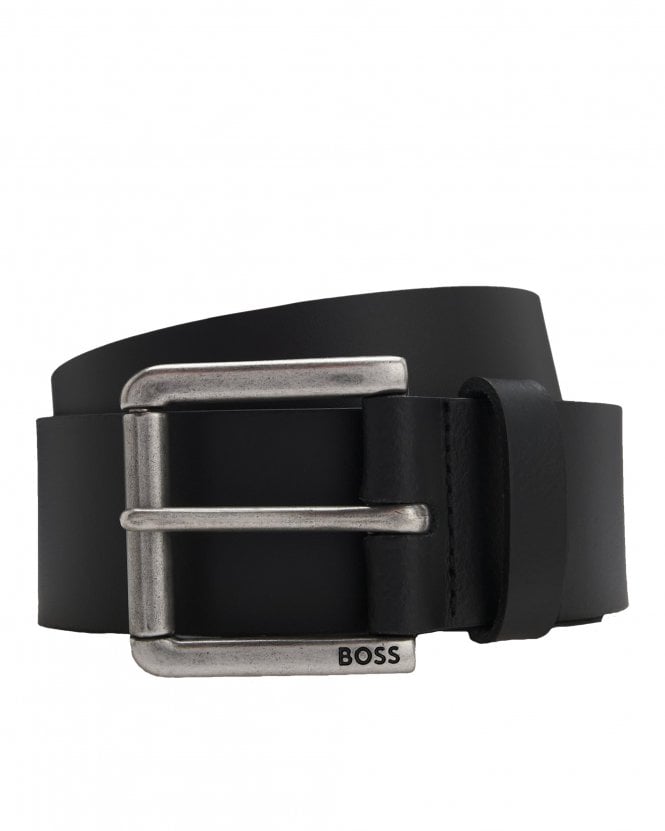 BOSS Mens Joris_SZ40 Smooth Leather Roller Buckle Belt - Black
