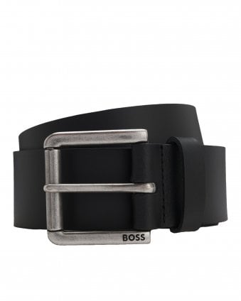 Mens Joris_SZ40 Smooth Leather Roller Buckle Belt - Black