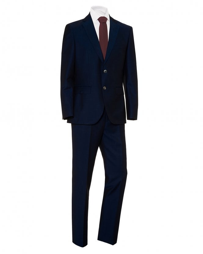 BOSS Mens Juston Lenon1 Regular Fit Two Button Blue Suit 