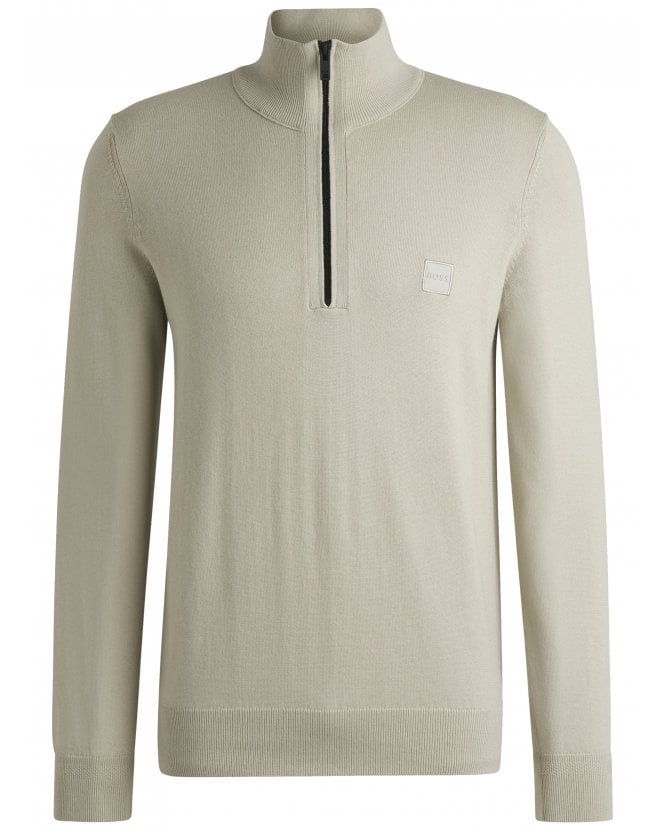 BOSS Mens Kanobix Quarter Zip Jumper Beige