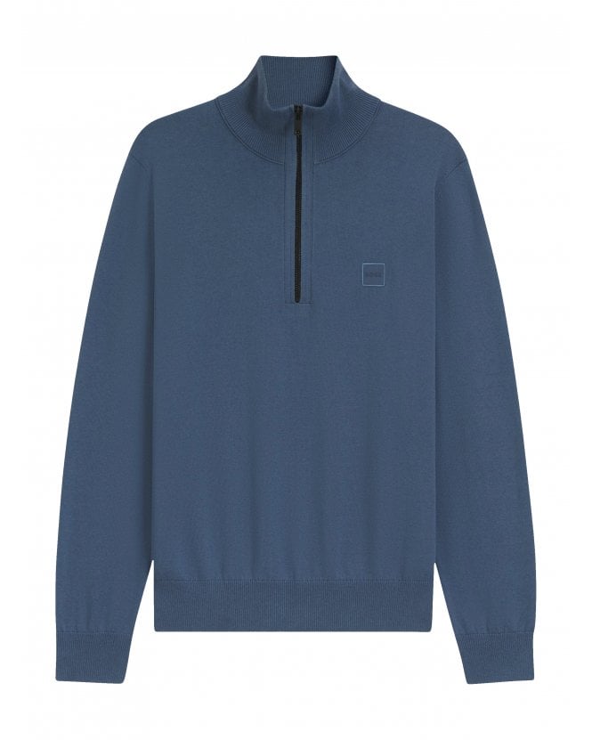 BOSS Mens Kanobix_S Quarter Zip Jumper Blue