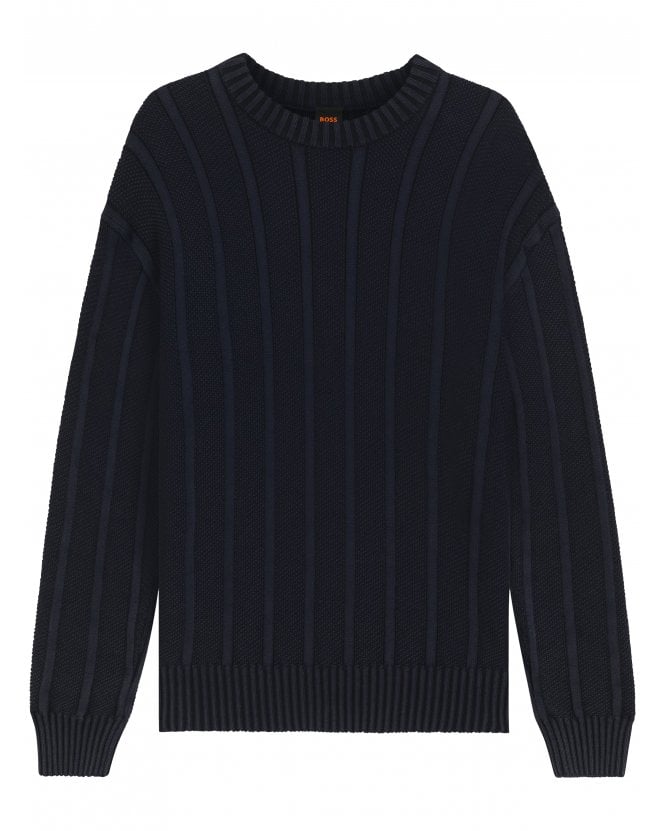 BOSS Mens Katus Structured Jumper Dark Blue