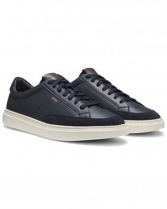 Mens Kieran_Tenn_SDTBAL Suede Trims Leather Trainers - Dark Blue