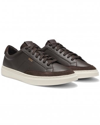 Mens Kieran_Tenn_SDTBAL Suede Trims Leather Trainers - Dark Brown