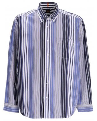 Mens Lambey 1 Striped Shirt Multi Blue