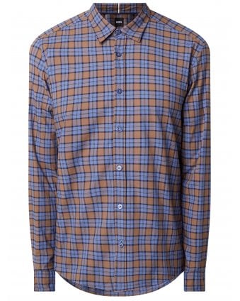 Mens Liam Check Shirt Blue/Brown