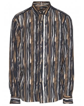 Mens Liam Kent Stripe Shirt Medium Beige 