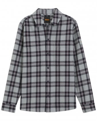 Mens Locky_2_M Oversized Fit Checked Shirt - Grey
