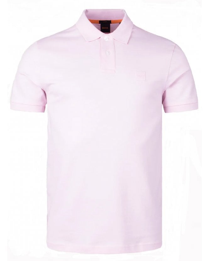 BOSS Mens Logo Patch Passenger Polo Shirt Pastel Pink