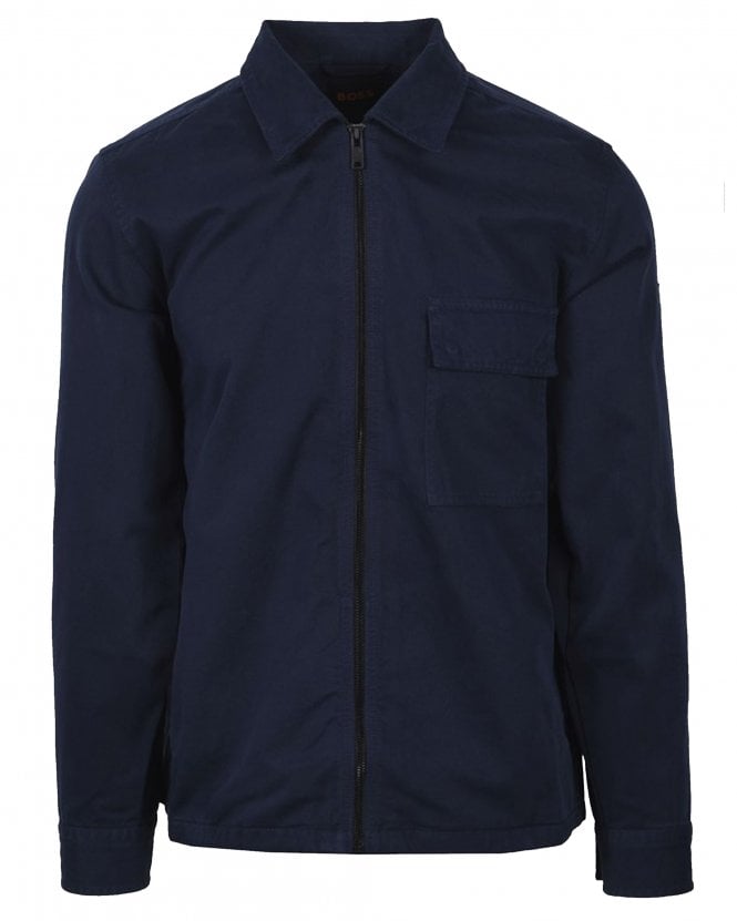 BOSS Mens Lorum_M Zip Overshirt - Open Blue