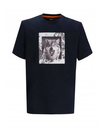 Mens Lupo Animal Graphic T-Shirt Dark Blue