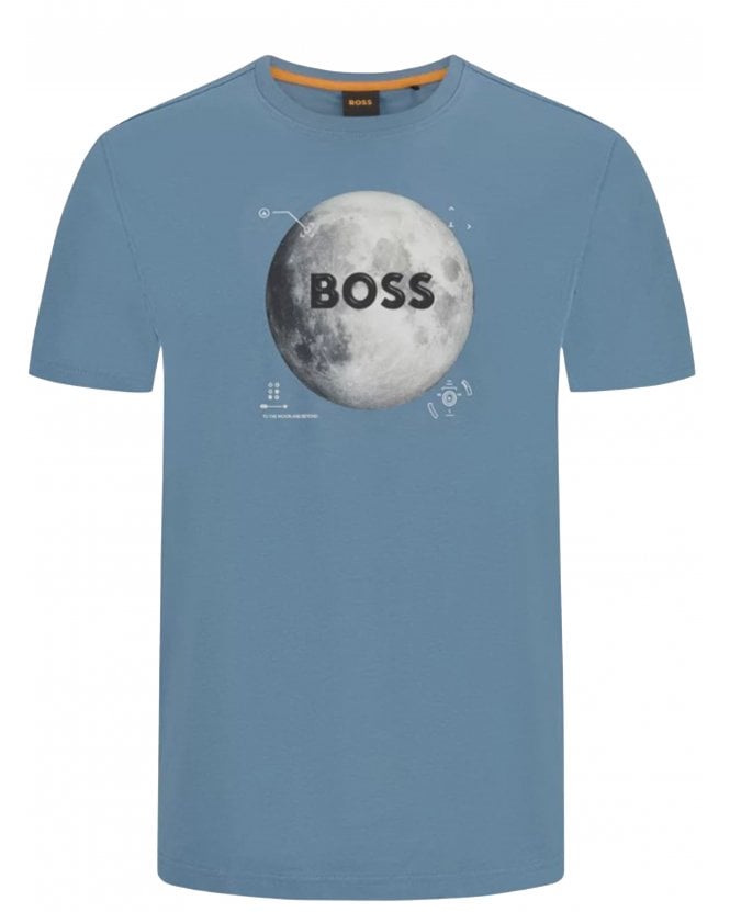 BOSS Mens Moon Print T-Shirt Blue