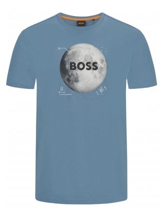 Mens Moon Print T-Shirt Blue
