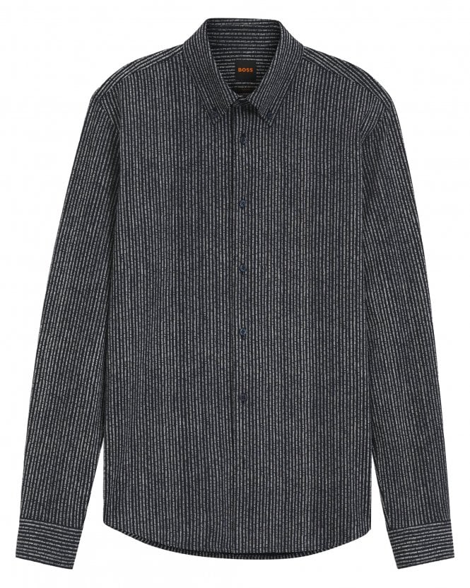 BOSS Mens MyJersey_M Relaxed Fit Printed Cotton Jersey Shirt - Navy