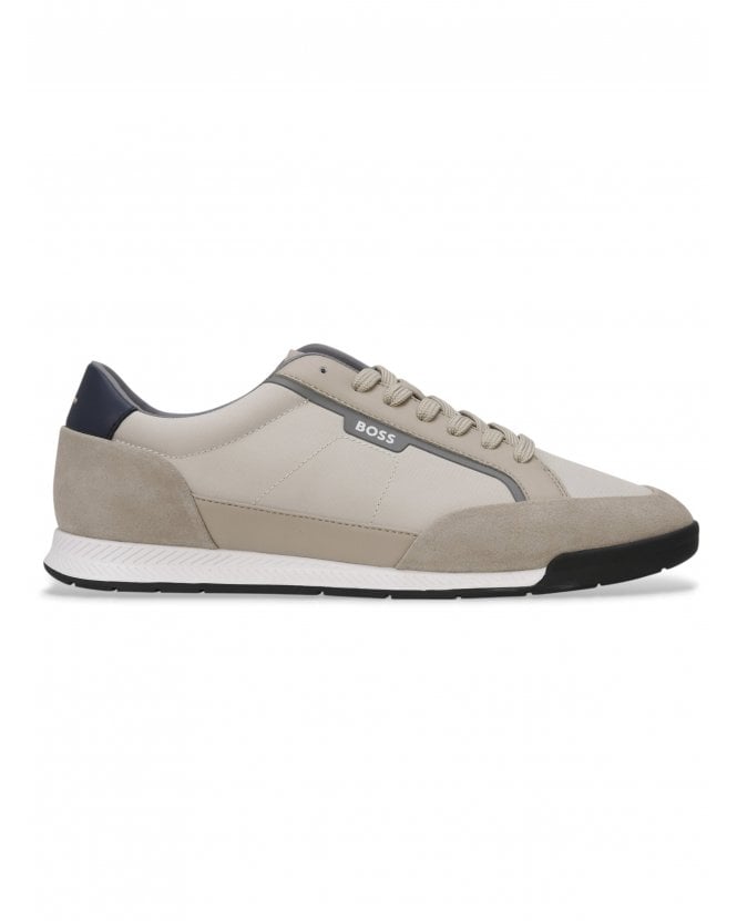 BOSS Mens Nitan Low Top Trainers Beige