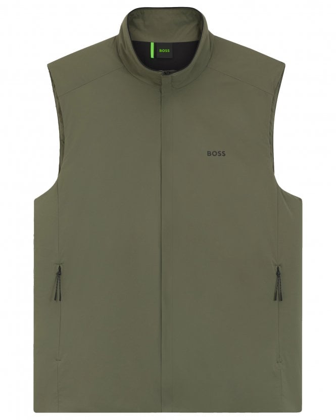 BOSS Mens OW_Lite-X Vest Water-Repellent Gilet - Khaki Green