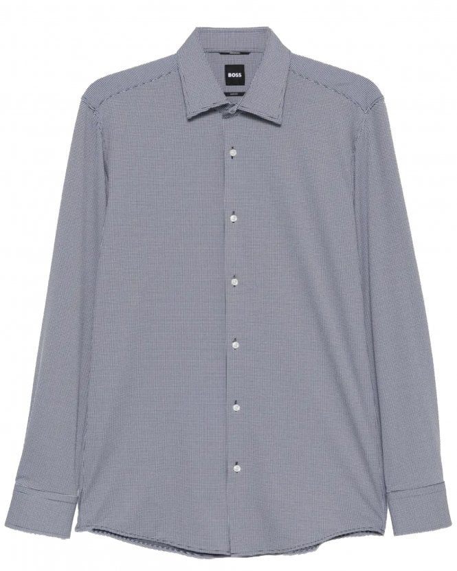 BOSS Mens P-Hank-K-261 Slim Fit High-Performance Striped Poplin Shirt - Dark Blue