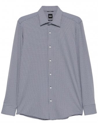 Mens P-Hank-K-261 Slim Fit High-Performance Striped Poplin Shirt - Dark Blue