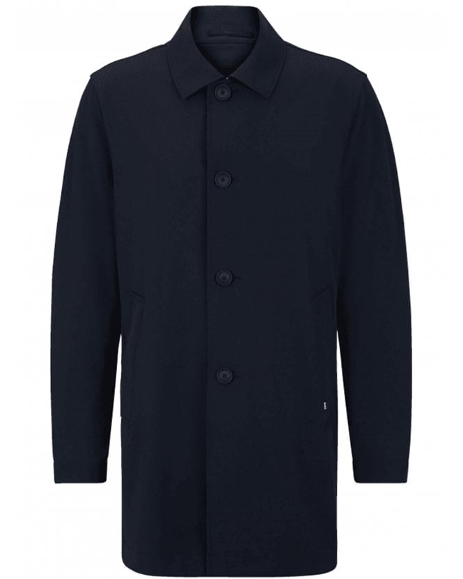 BOSS Mens P-Jared Button-Up Coat Dark Blue