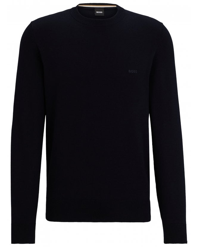 BOSS Mens Pacas_L Embroidered Logo Sweater Dark Blue