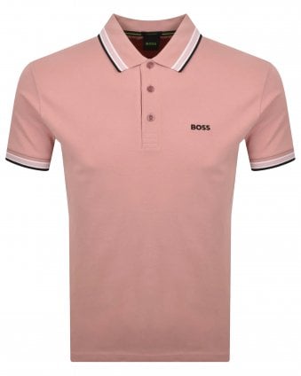 Mens Paddy Cotton Piqué Tipped Polo Shirt - Open Pink